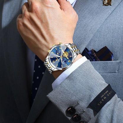 Luxury Men's Quartz Chronograph Watch – Waterproof Stainless Steel Luminous Wristwatch