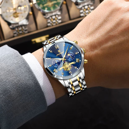 Luxury Men's Quartz Chronograph Watch – Waterproof Stainless Steel Luminous Wristwatch