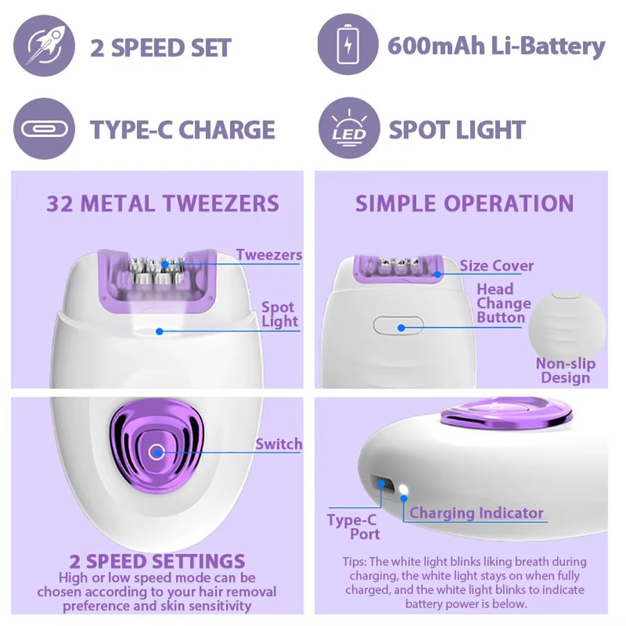 2-in-1 Electric Epilator & Shaver for Women