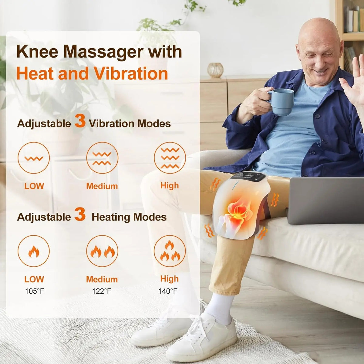 Knee Therapy Massager – Heat, Vibration & Red Light Therapy